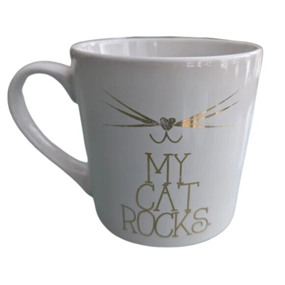 Pier 1 "My Cat Rocks" Extra Large Stoneware Coffee Mug 18 oz Cat Lover Gift - Picture 1 of 8